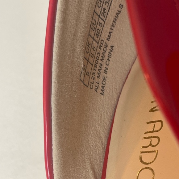 JENN ARDOR Red with Patent Leather trim Women's Pumps Low kitten Heel Pumps Sz 9 - Picture 10 of 16